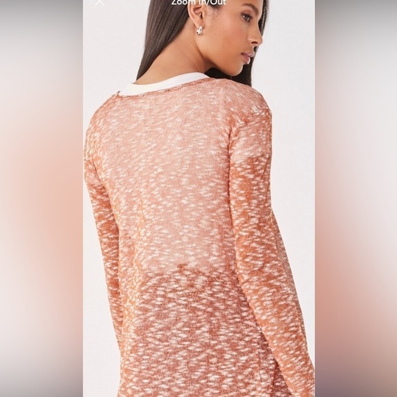 NWT forever 21 orange marbled open cardigan sweater M - Picture 2 of 4